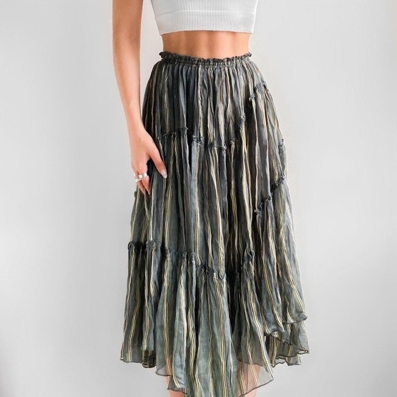 Free People Dresses & Skirts - Free People One Ember Printed Midi Skirt With Pockets Size Extra Small